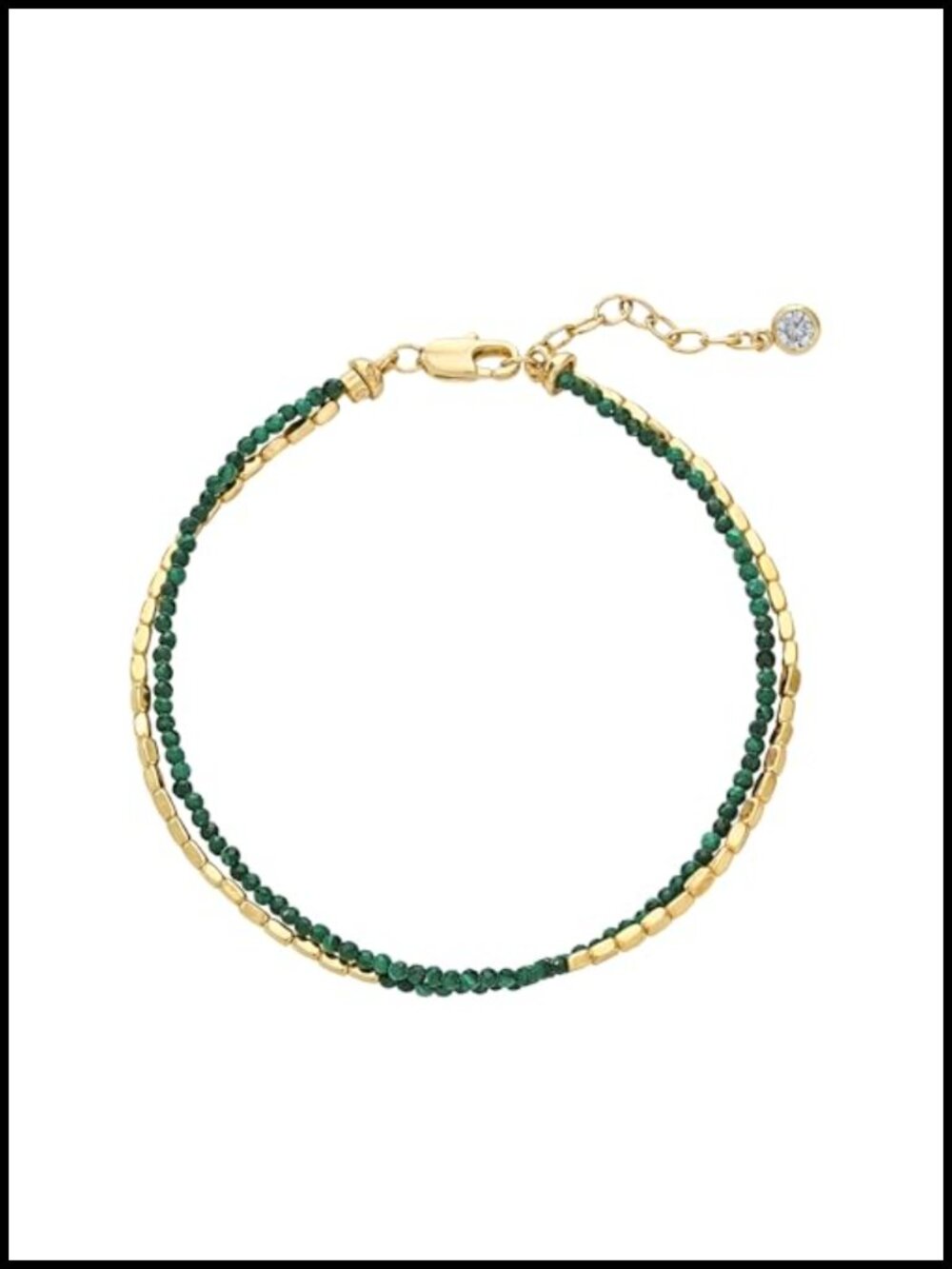 14K Gold Plated Double Layer Stone Bracelet with Extender
